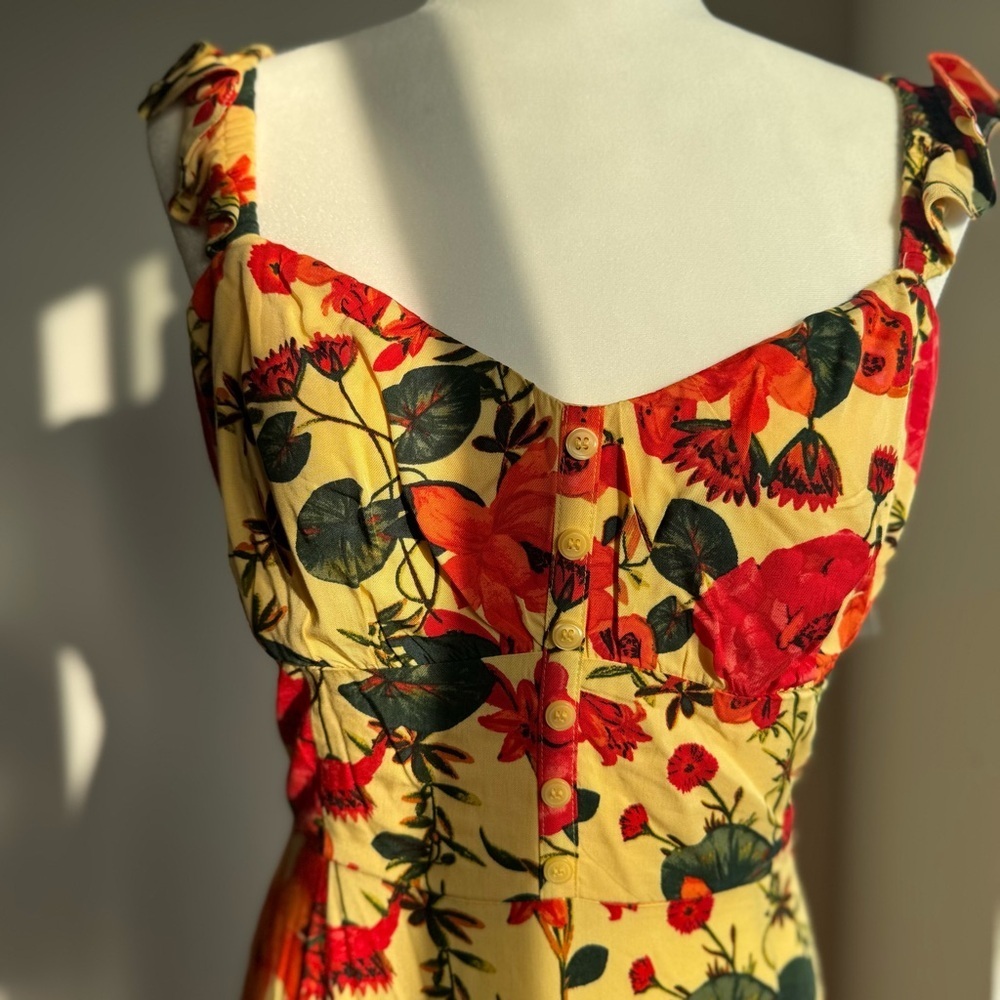 NWT CHELSEA28 Ruffle Midi Dress Layered Floral Ankle Length Boho Cottagecore L - Picture 4 of 15